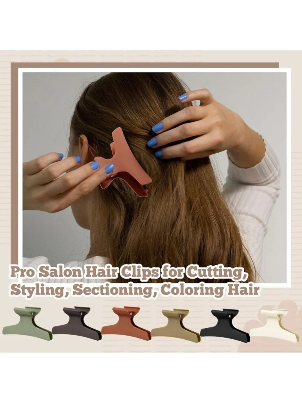 12 Pcs Matte Pastel Butterfly Hair Clips - Stylish Sectioning Claw Clips for